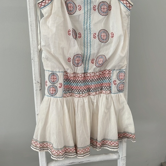 BCBG Maxazria boho embroidered tiered peasant prairie sundress small - Picture 2 of 11